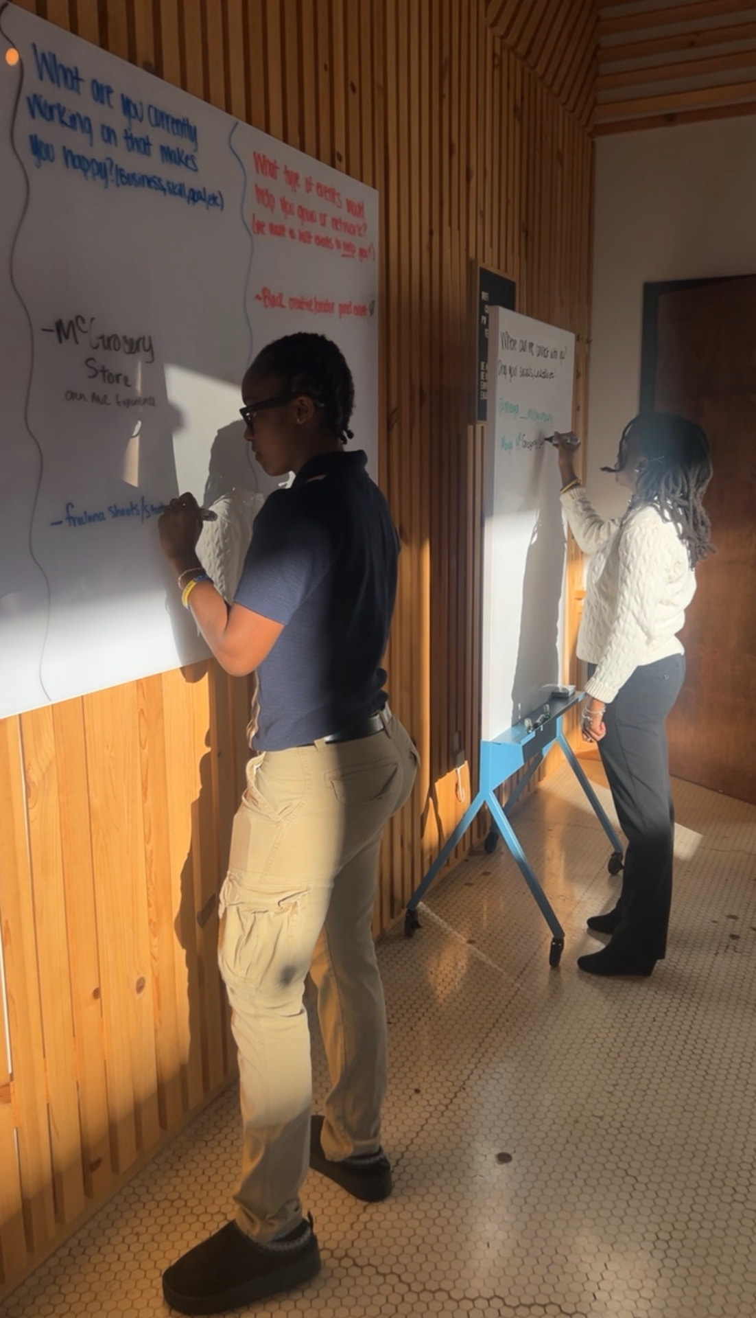 Big Thinkers mapping ideas on whiteboards
